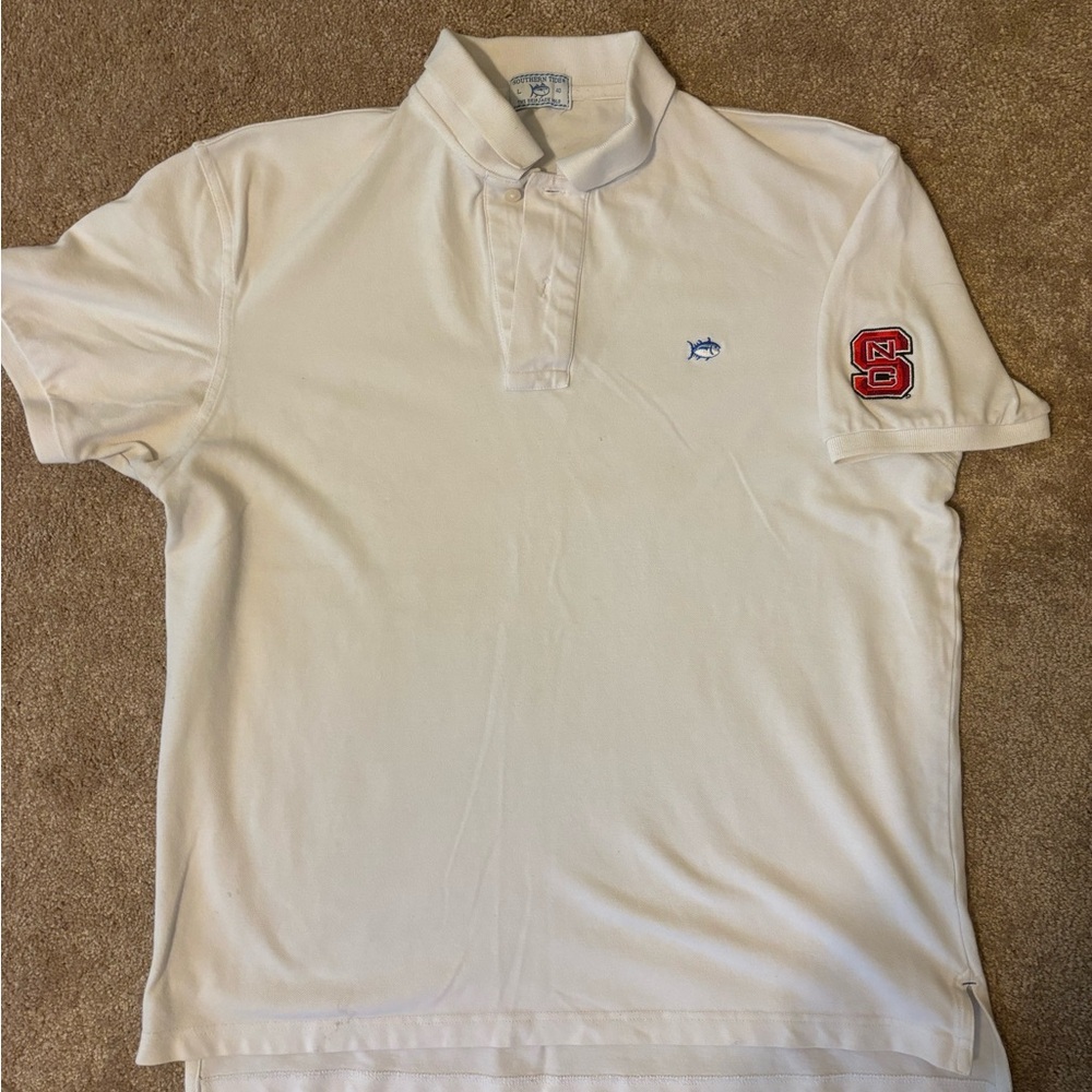 White Southern Tide Nc State Wolfpack polo sz L